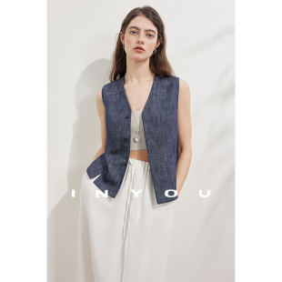 智感老钱时髦松弛显瘦肌理感无袖 因由 马甲 00上新 am10