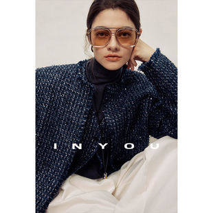 小香风气质上衣女 法式 因由 粗花呢羊毛外套高级感2025秋冬新款