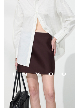 因由【01/16 am10:00上新】因由 羊毛桑蚕丝修身感纯色微A半身裙