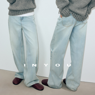 女 时髦复古高腰宽松显瘦休闲水洗直筒牛仔裤 因由 士耳其进口新款