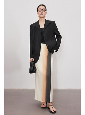 因由 挺阔极简气质黑色外套VTG知识分子风西服高级感气质西装女