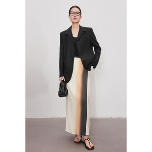 因由 女 挺阔极简气质黑色外套VTG知识分子风西服高级感气质西装