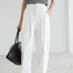 高腰直筒牛仔裤 百搭哈伦裤 白色宽松显瘦休闲显瘦裤 新款 春季 因由