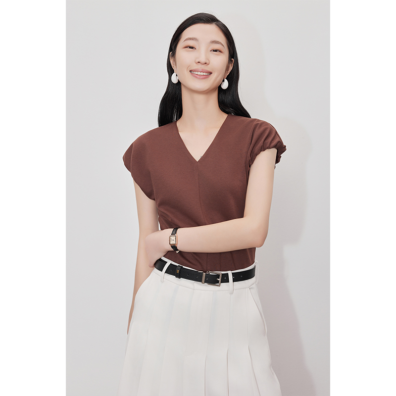 无袖通勤常规花苞袖棉女