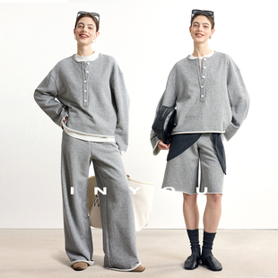 早秋休闲套装 因由 五分裤 复古显瘦卫衣长裤 女 慵懒风简约气质美式