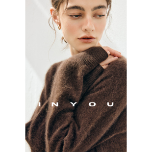 毛衣外套女 宽松针织衫 因由 蓬松云朵感松弛廓形羊绒套头秋冬新款