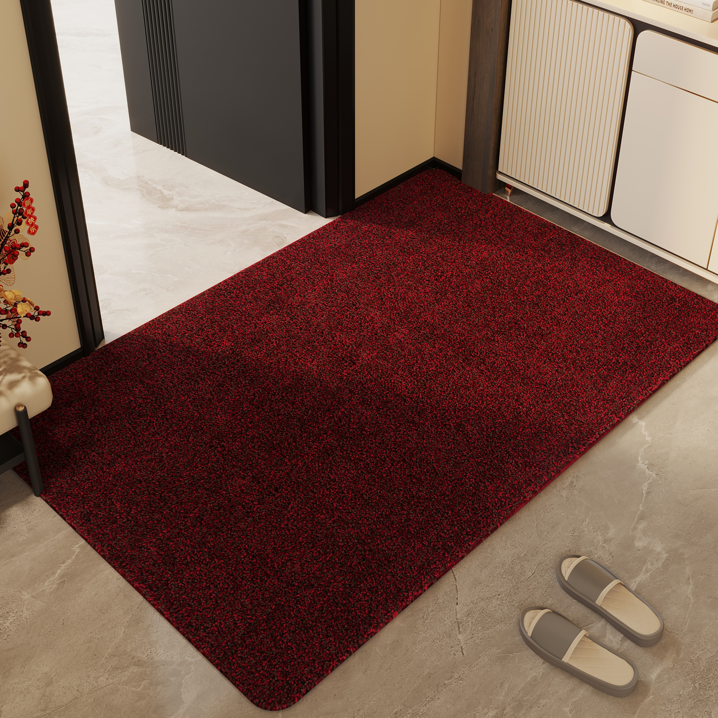 红色喜庆入户门地垫进门门口脚垫