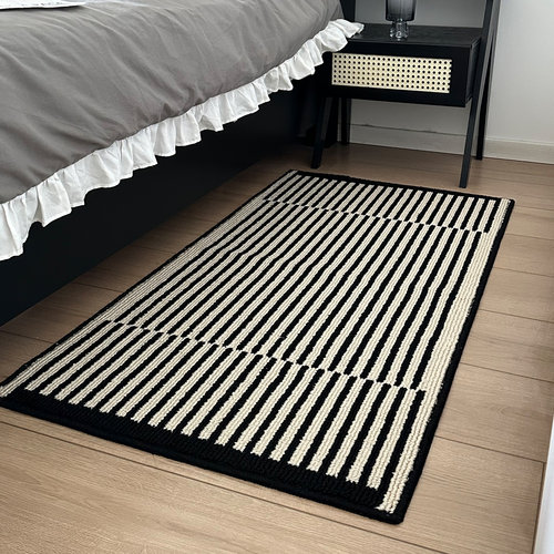 美式复古仿羊毛卧室床边地毯