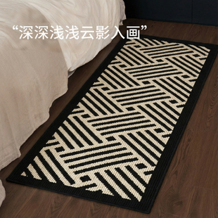 美式 复古床边地毯卧室地垫客厅高级感长条加厚仿羊毛房间床边脚垫