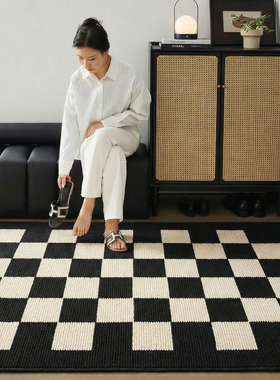 棋盘格入户门地垫进门垫高级感家用脚垫玄关防滑垫子大门门口地毯
