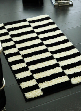 中古风浴室地垫吸水卫生间防滑垫加厚植绒卧室床边地毯卫浴脚垫子