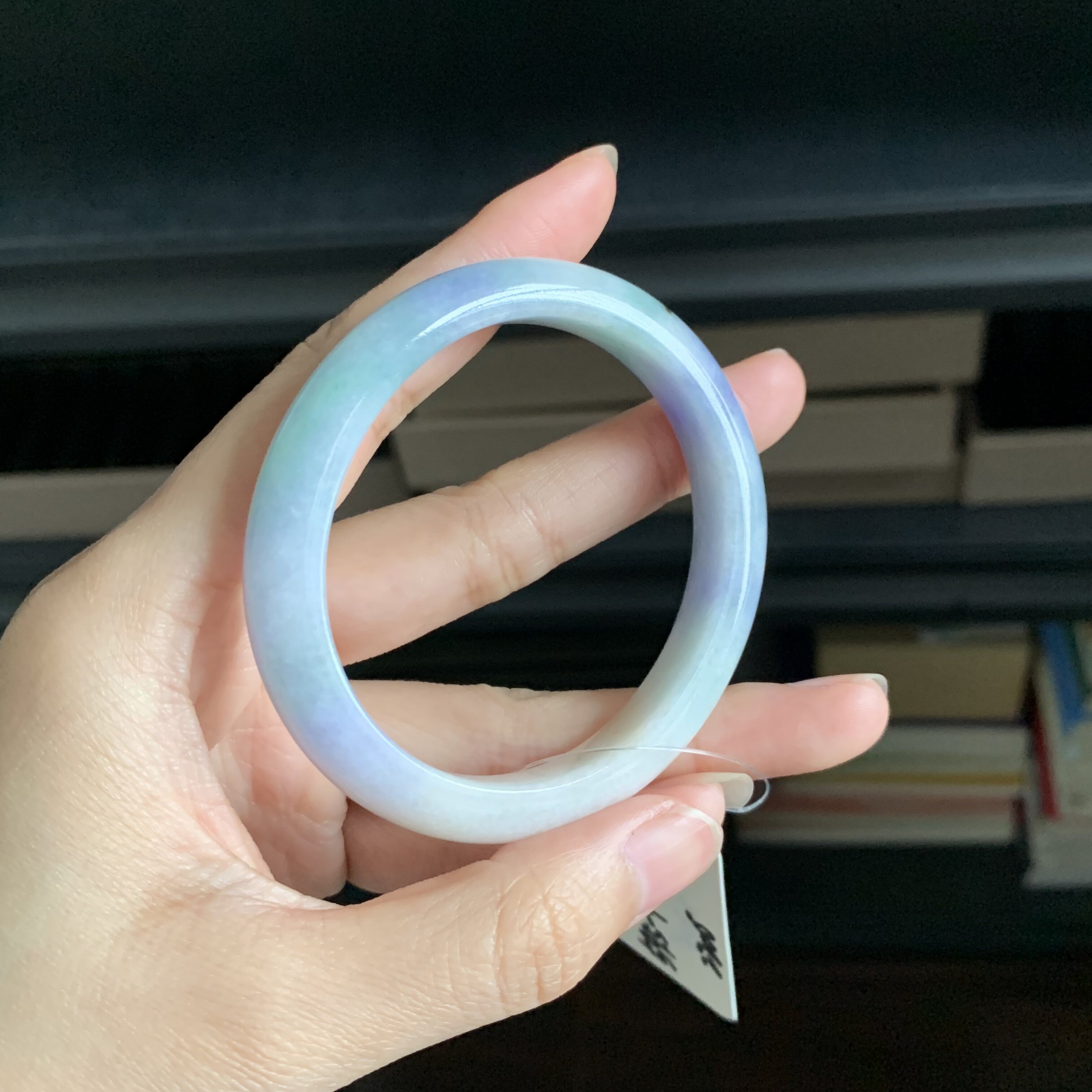 毛毛的翠/M 12741/蓝紫绿混色紫藤花翡翠贵妃手镯/54.5-48.5/2200