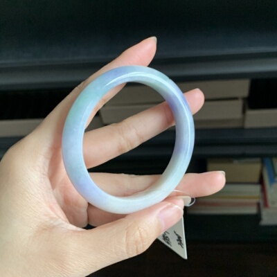 毛毛的翠/M 12741/蓝紫绿混色紫藤花翡翠贵妃手镯/54.5-48.5/2200