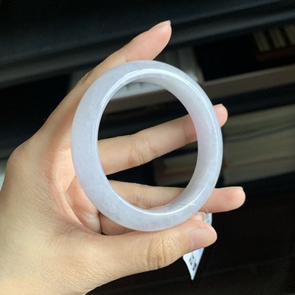 毛毛的翠//M 11749/天然淡紫糯冰翡翠正圈手镯/53.4/2000