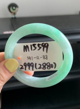 毛毛的翠/M 15599/天然苹果绿翡翠正圈手镯/54.1/2999