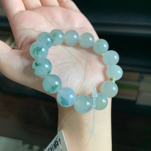 毛毛的翠/M 14876//天然翡翠飘花大珠手串//4500