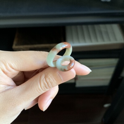 毛毛的翠//M 12063/天然特色红翡戒圈组合/99