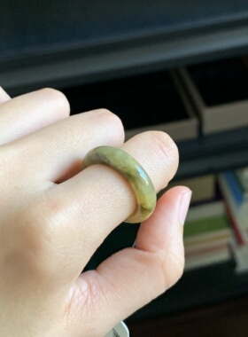 毛毛的翠//M 12852//天然特色黄翡翡翠戒圈//100