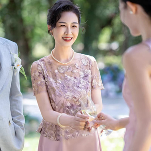 年轻气质高级感气质连衣裙女 新款 喜妈妈礼服喜婆婆婚宴装 2026夏季