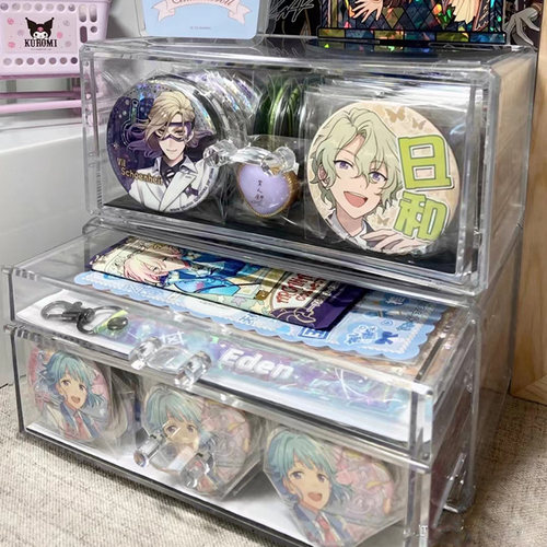 色纸吧唧收纳盒透明亚克力防尘