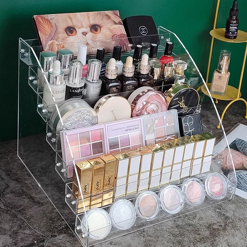 化妆品收纳盒桌面整理架护肤品置物架口红香水眼影盘阶梯式收纳架