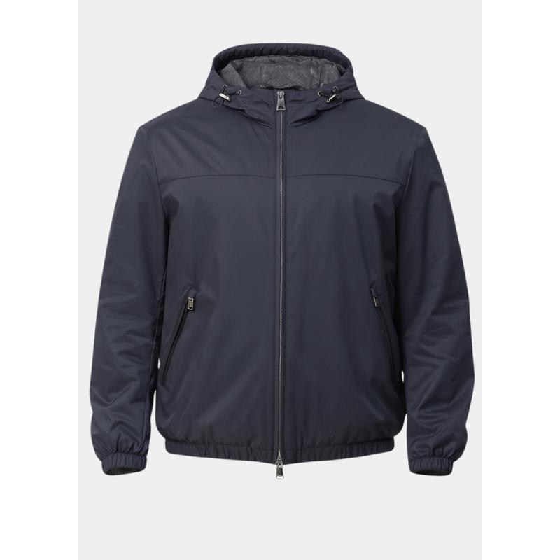 代购CANALI男士夹克防风保暖连帽加绒秋冬户外外套爆款休闲