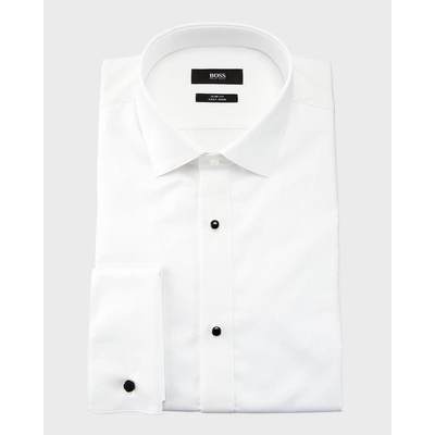 Boss正品代购春夏新款衬衫男子白色长袖舒适透气Bib-Front Tuxedo