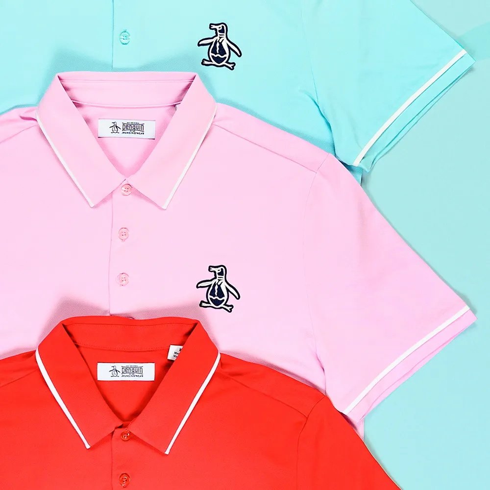 original penguin 原创企鹅高尔夫球衫冰淇淋粉色男士t恤短袖