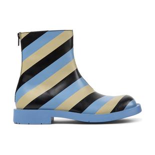 代购Camper女士短靴舒适内垫透气轻便环保材质条纹设计侧拉链