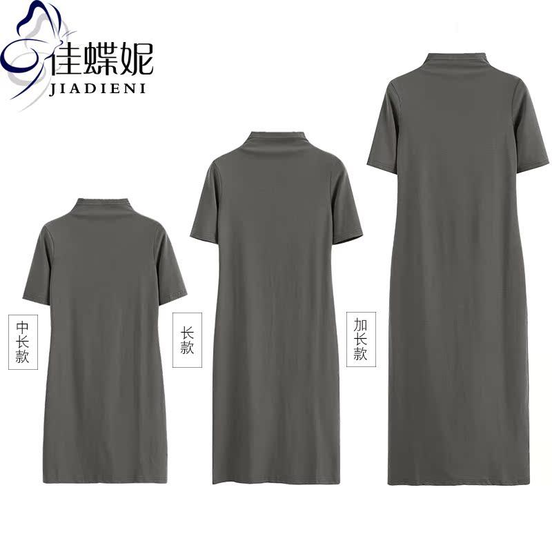 夏季新款韩版纯棉半高领压线显瘦纯色中长款中袖,女装/女士精品,连衣裙,淘宝优惠券,粉丝福利购,淘宝优惠卷