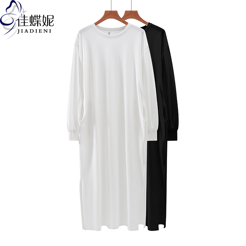 圆领纯棉宽松连衣裙女