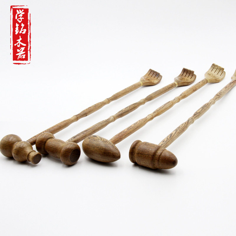 木质健身捶 实木保健按摩锤挠两用 鸡翅木敲打按摩棒 红木敲背锤