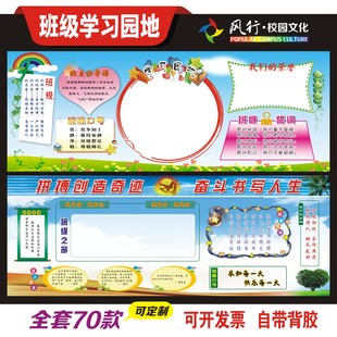 高初中小学教室布置班级文化墙贴纸作品展示栏学习园地装饰画自粘