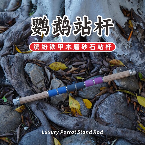 鹦鹉站杆铁甲木彩色磨爪站棍