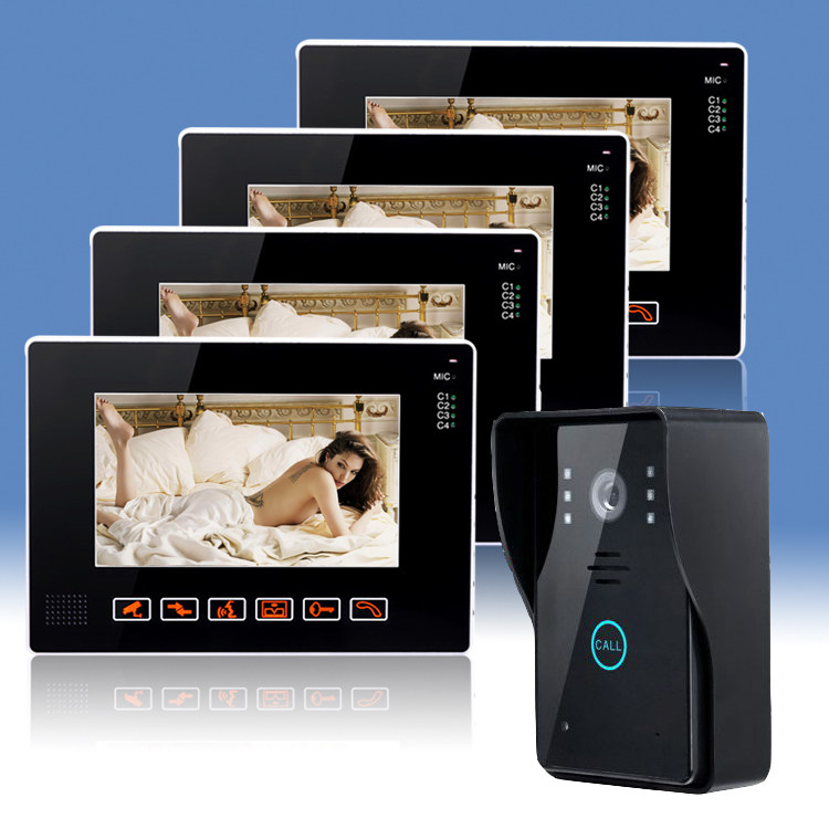 9寸可视对讲门铃家用监控一拖四小区智能楼宇对讲门禁带开锁夜视