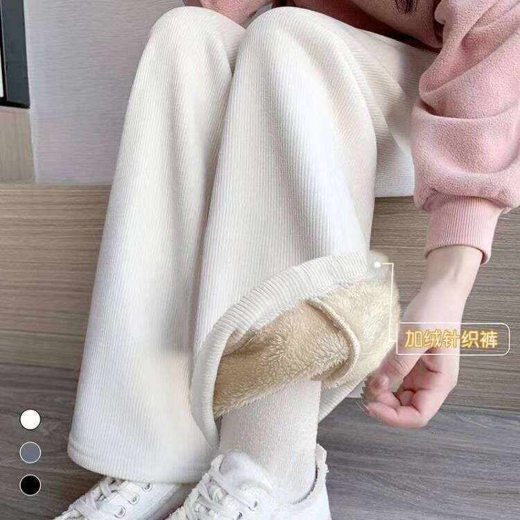 抢购价欧棉绒女裤保暖加厚阔腿裤