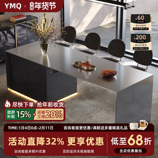 2026年新款齐平岛台餐桌一体高级感餐厅意式极简不锈钢厨房中导台