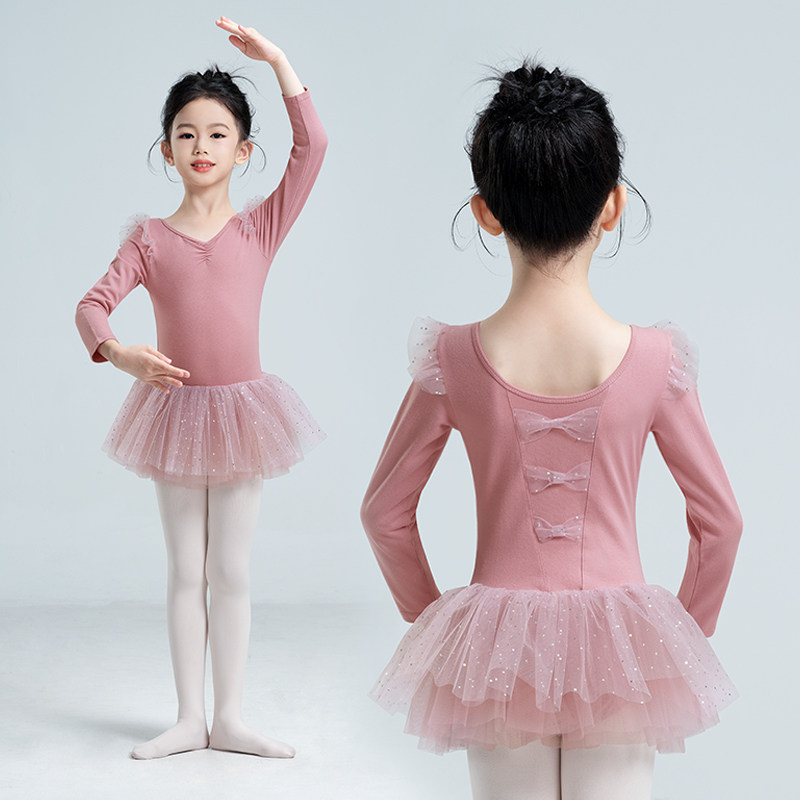 儿童舞蹈服秋冬长袖女童体操服练功服幼儿演出服装芭蕾舞裙蓬蓬裙