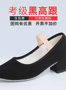舞蹈考级黑跟鞋儿童舞蹈鞋女芭蕾舞民族北舞代表性练功鞋性格舞鞋