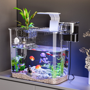 鱼缸小型客厅2025新款桌面金鱼缸造景生态全套过滤制氧一体机溪流