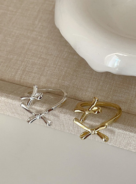 法式温柔设计感蝴蝶结开口戒指