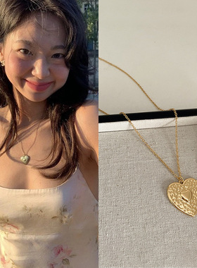 fever同款高级感金属爱心项链女复古个性简约百搭气质颈链锁骨链