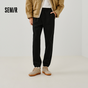 纯色磨毛长裤 森马休闲裤 锥形束脚裤 新款 松紧腰基础百搭 男2026春季