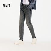 森马牛仔裤 男夏季 复古水洗合体小脚长裤 森柔 微弹多色立体剪裁裤