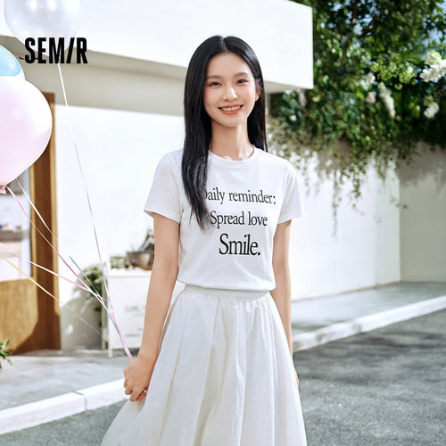 森马休闲潮流字母纯棉短袖T恤女