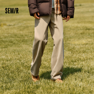 子百搭 秋冬加厚垂感裤 森马美拉德灯芯绒休闲长裤 男肌理宽松直筒裤