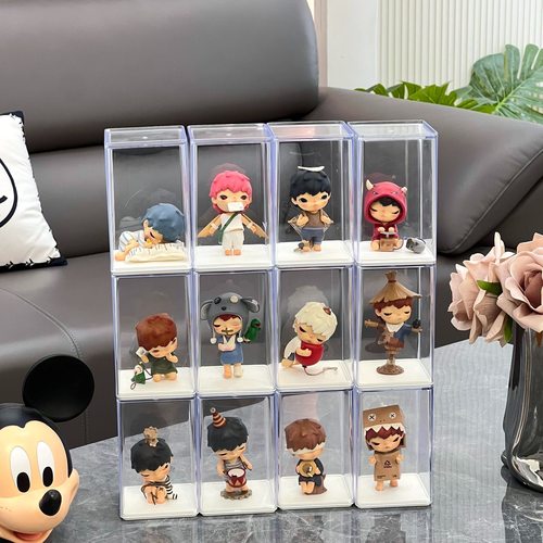 新款高端防尘展示台收纳盒手办储物盒盲盒透明手办收纳盒卡扣叠加