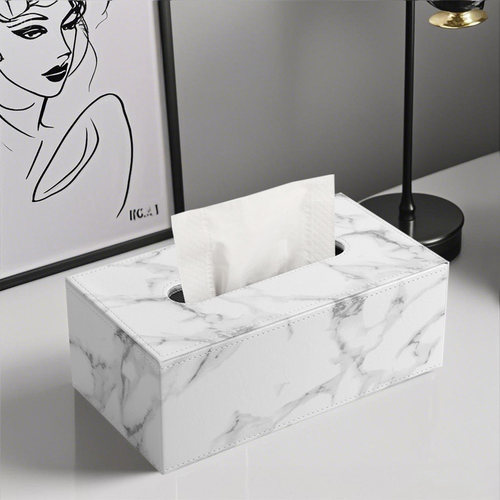 大理石纹皮革纸巾盒 轻奢风水墨卷纸筒现代客厅家用ins北欧抽纸盒
