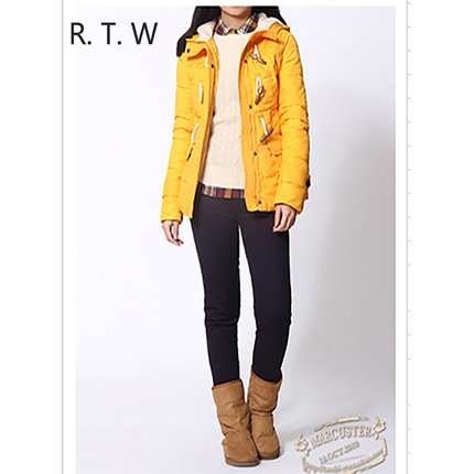 rtw棉衣女冬季加厚连帽2025年羊羔绒纯色休闲中长款棉袄韩版53635