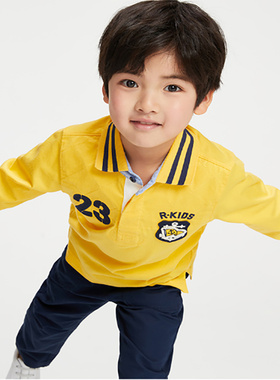 rtw男童长袖T恤2025年春儿童纯棉POLO衫翻领学生打底衫洋气63118